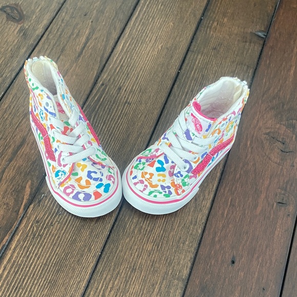 Vans rainbow leopard high top toddler girl size4 sneakers - Picture 1 of 10